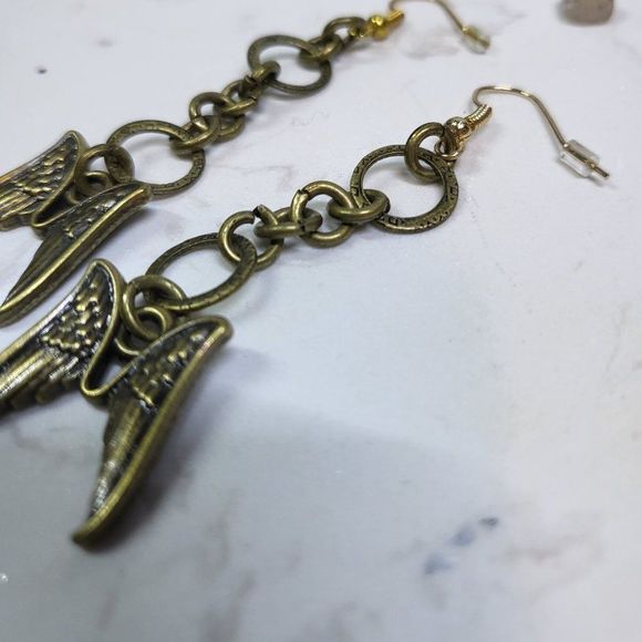 Handmade earrings steampunk style wings - Picture 3 of 4